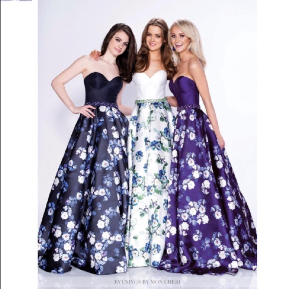 Magenta Evenings By Mon Cheri strapless corset ball gown